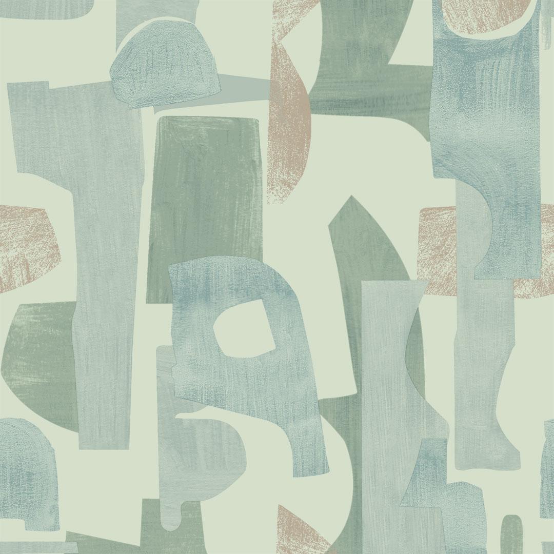 Tempaper Geo Collage Green and Tan Peel and Stick Wallpaper, 28 sq. ft.