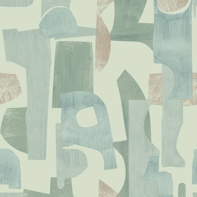Tempaper Geo Collage Green and Tan Peel and Stick Wallpaper, 28 sq. ft.