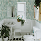 DecoratorsBest Geo Collage Green and Tan Peel and Stick Wallpaper, 28 sq. ft.