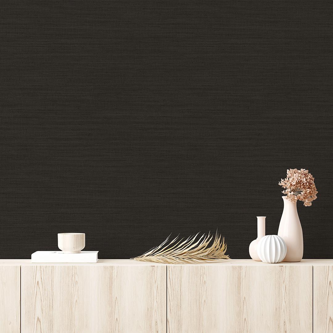 DecoratorsBest Faux Grasscloth Black Peel and Stick Wallpaper, 28 sq. ft.