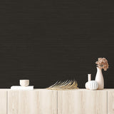 DecoratorsBest Faux Grasscloth Black Peel and Stick Wallpaper, 28 sq. ft.