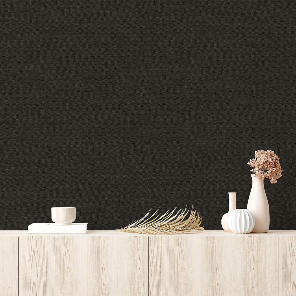 DecoratorsBest Faux Grasscloth Black Peel and Stick Wallpaper, 28 sq. ft.