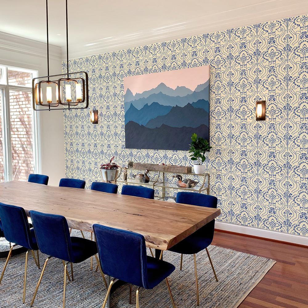 DecoratorsBest Bali Wave Blue Peel and Stick Wallpaper, 28 sq. ft.