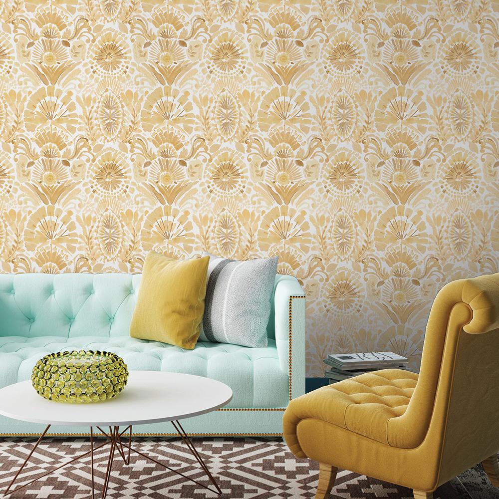 DecoratorsBest Boho Golden Yellow Peel and Stick Wallpaper, 28 sq. ft.