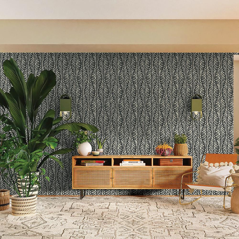 DecoratorsBest Leaves Black Peel and Stick Wallpaper, 28 sq. ft.