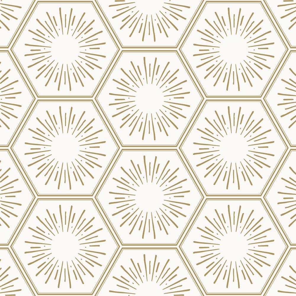 Tempaper Honeycomb Tile Metallic Gold Peel and Stick Wallpaper, 28 sq. ft.