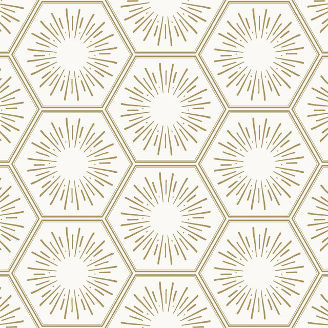 Tempaper Honeycomb Tile Metallic Gold Peel and Stick Wallpaper, 28 sq. ft.