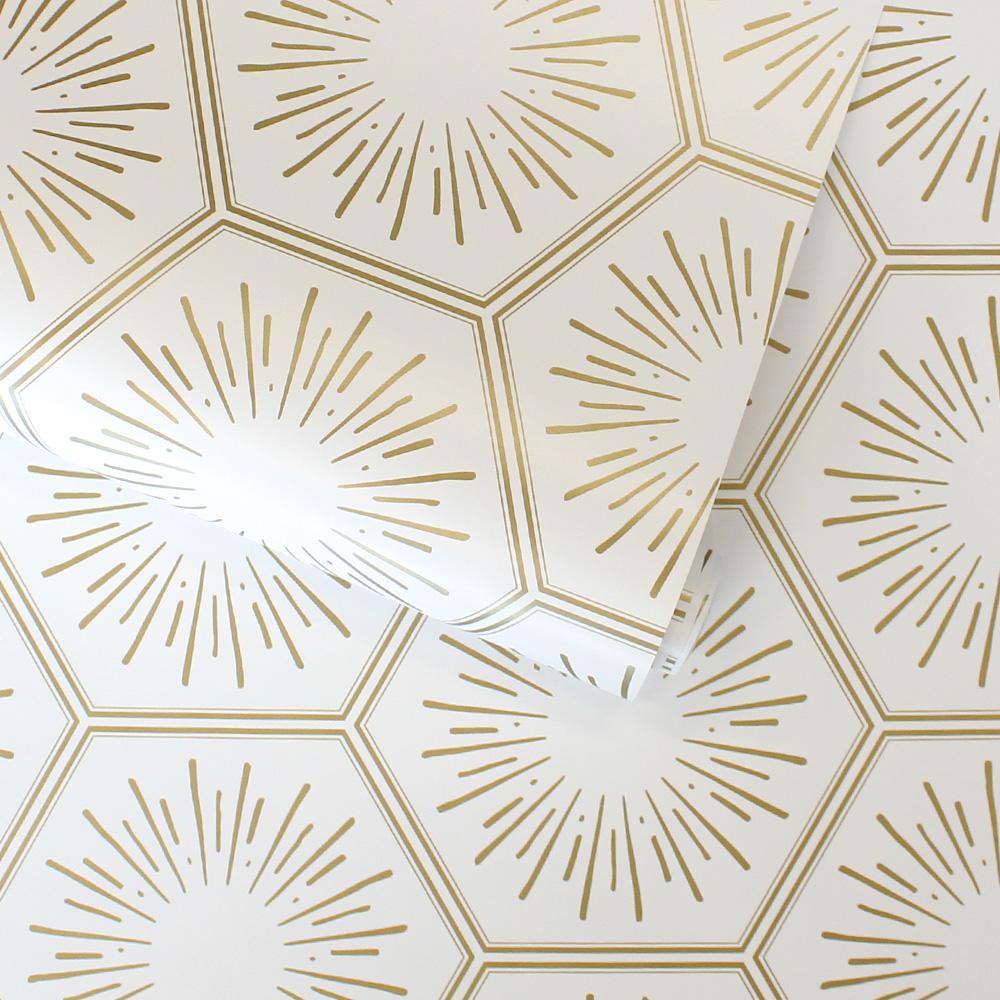 DecoratorsBest Honeycomb Tile Metallic Gold Peel and Stick Wallpaper, 28 sq. ft.