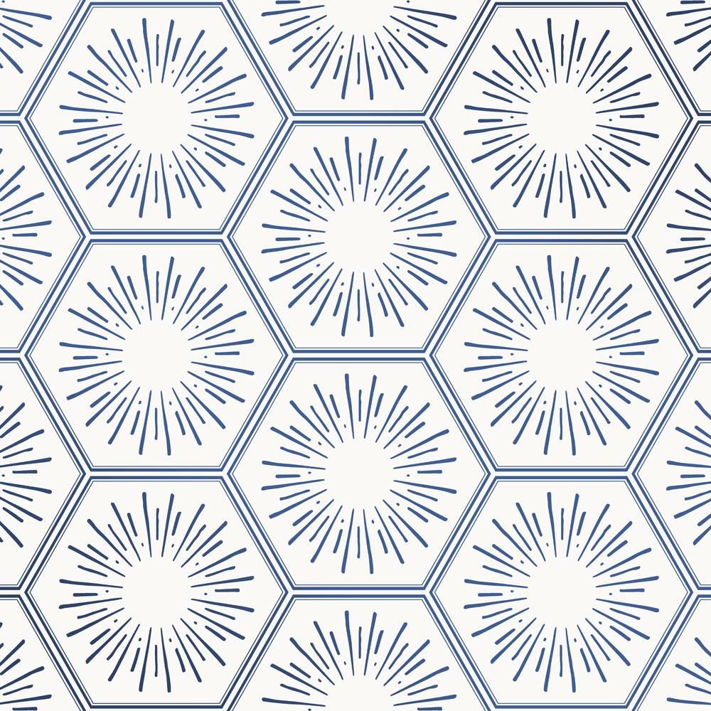 Tempaper Honeycomb Tile Metallic Blue Peel and Stick Wallpaper, 28 sq. ft.