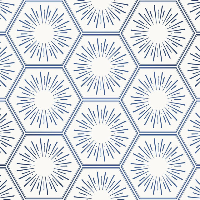 Tempaper Honeycomb Tile Metallic Blue Peel and Stick Wallpaper, 28 sq. ft.
