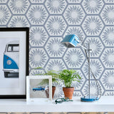 DecoratorsBest Honeycomb Tile Metallic Blue Peel and Stick Wallpaper, 28 sq. ft.