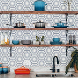 DecoratorsBest Honeycomb Tile Metallic Blue Peel and Stick Wallpaper, 28 sq. ft.