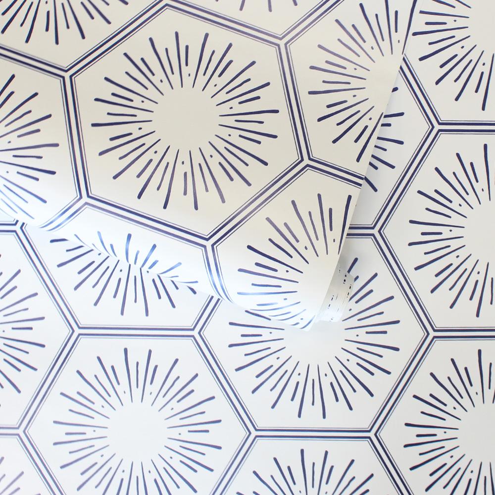 DecoratorsBest Honeycomb Tile Metallic Blue Peel and Stick Wallpaper, 28 sq. ft.