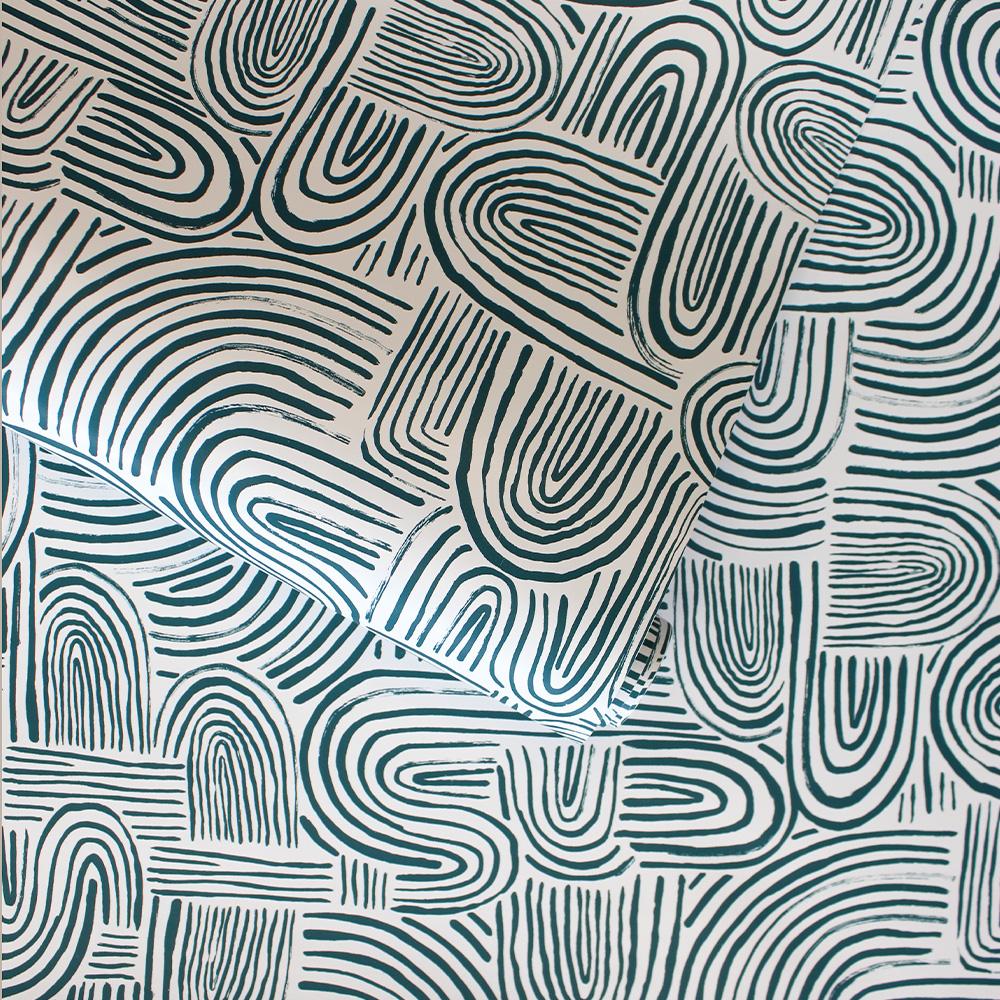 DecoratorsBest Waves Dark Blue Peel and Stick Wallpaper, 28 sq. ft.
