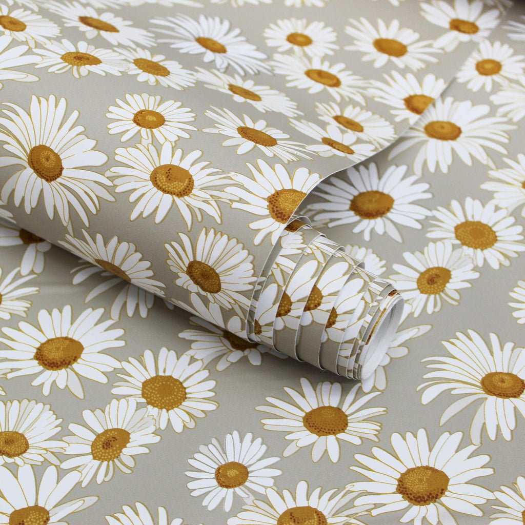 DecoratorsBest Retro Daisy by The Novogratz Yellow and Grey Peel and Stick Wallpaper, 28 sq. ft.