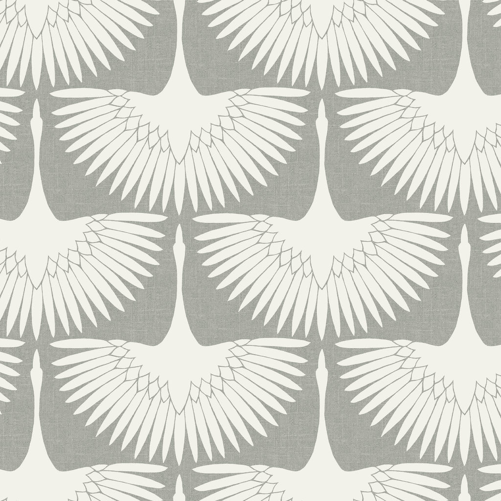 DecoratorsBest Cranes by Genevieve Gorder Light Grey Peel and Stick Wallpaper, 28 sq. ft.