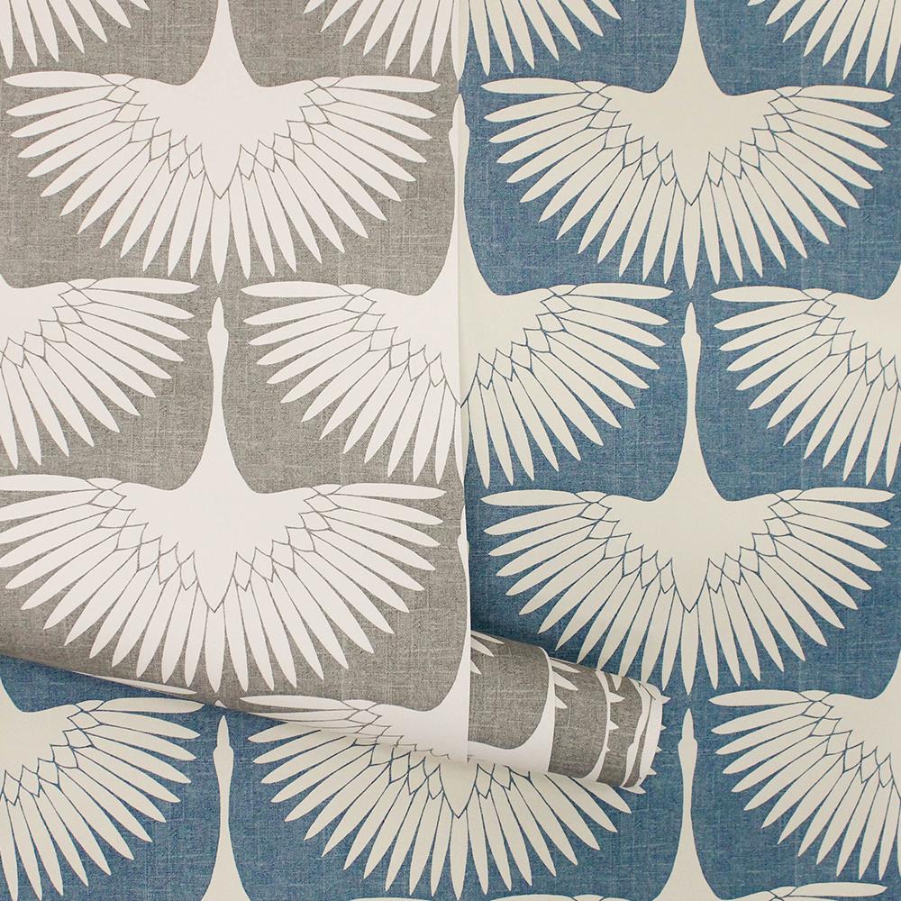 DecoratorsBest Cranes by Genevieve Gorder Light Grey Peel and Stick Wallpaper, 28 sq. ft.