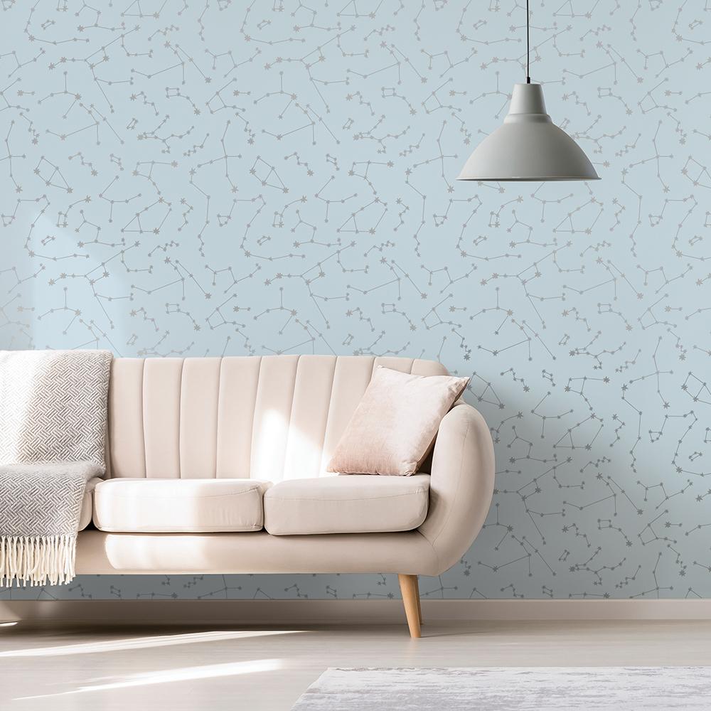 DecoratorsBest Orion by The Novogratz Sky Blue Peel and Stick Wallpaper, 28 sq. ft.