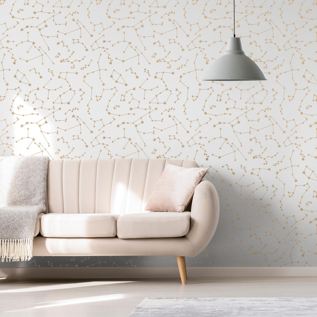 DecoratorsBest Orion by The Novogratz Metallic Gold and White Peel and Stick Wallpaper, 28 sq. ft.