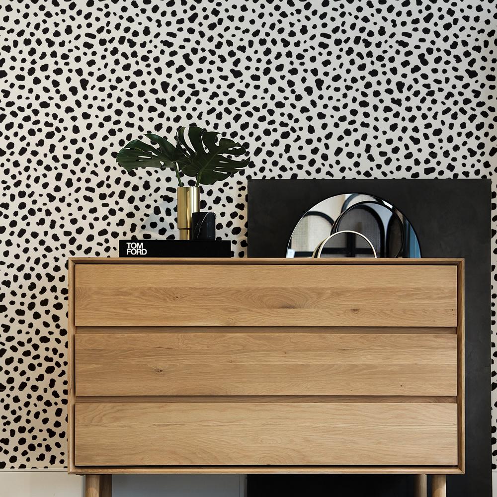 DecoratorsBest Dalmation Dots by The Novogratz Black and White Peel and Stick Wallpaper, 28 sq. ft.