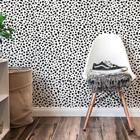DecoratorsBest Dalmation Dots by The Novogratz Black and White Peel and Stick Wallpaper, 28 sq. ft.