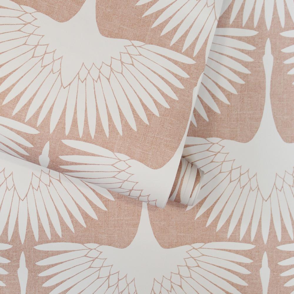 DecoratorsBest Cranes by Genevieve Gorder Pink Peel and Stick Wallpaper, 28 sq. ft.
