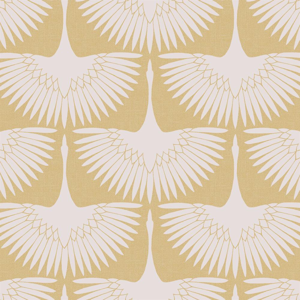 Tempaper Cranes by Genevieve Gorder Golden Yellow Peel and Stick Wallpaper, 28 sq. ft.