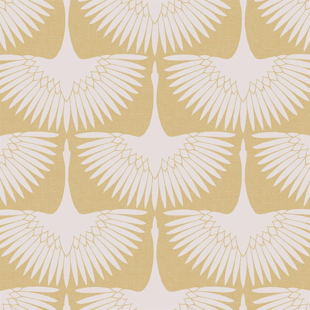 Tempaper Cranes by Genevieve Gorder Golden Yellow Peel and Stick Wallpaper, 28 sq. ft.