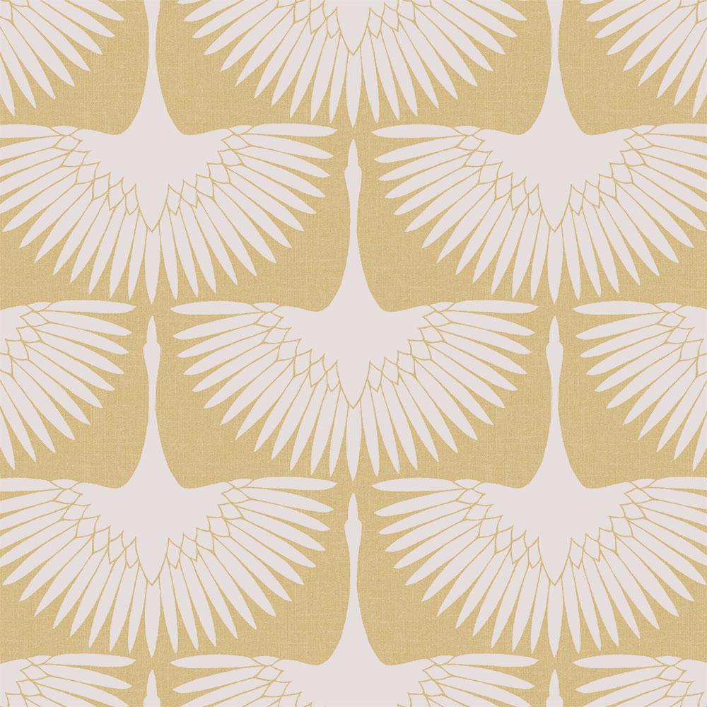 DecoratorsBest Cranes by Genevieve Gorder Golden Yellow Peel and Stick Wallpaper, 28 sq. ft.