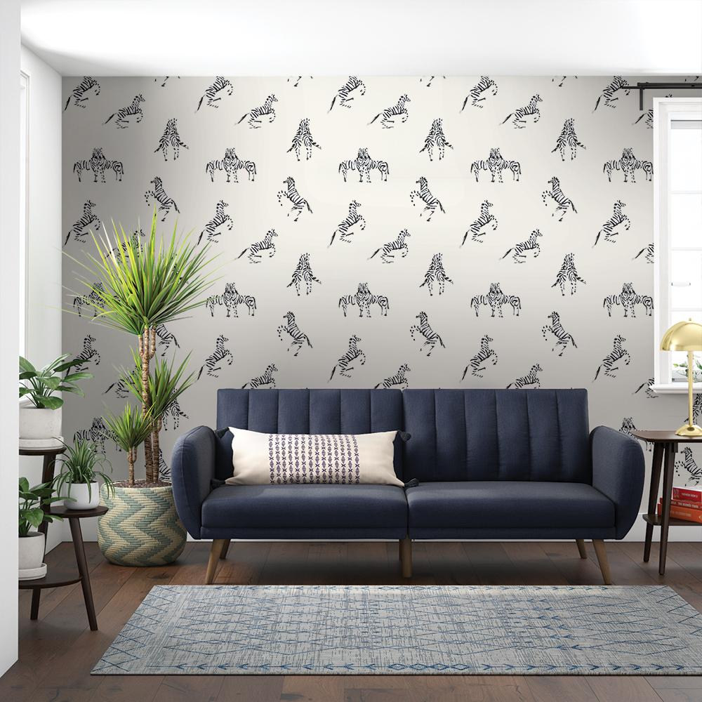 DecoratorsBest Zebras by The Novogratz White Peel and Stick Wallpaper, 28 sq. ft.