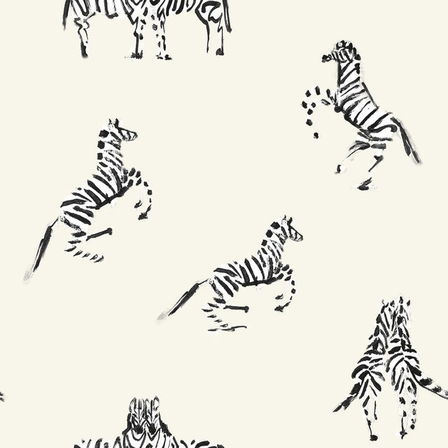 Tempaper Zebras by The Novogratz White Peel and Stick Wallpaper, 28 sq. ft.