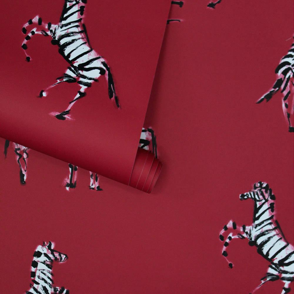 Decoratorsbest Zebras By The Novogratz Red Peel And Stick Wallpaper, 2