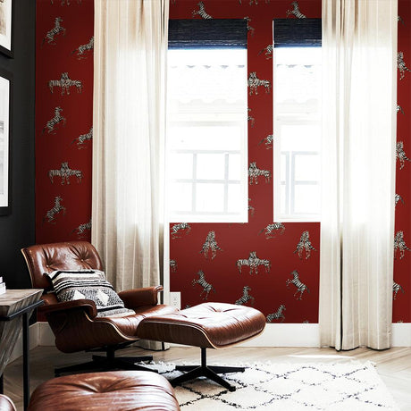 DecoratorsBest Zebras by The Novogratz Red Peel and Stick Wallpaper, 28 sq. ft.