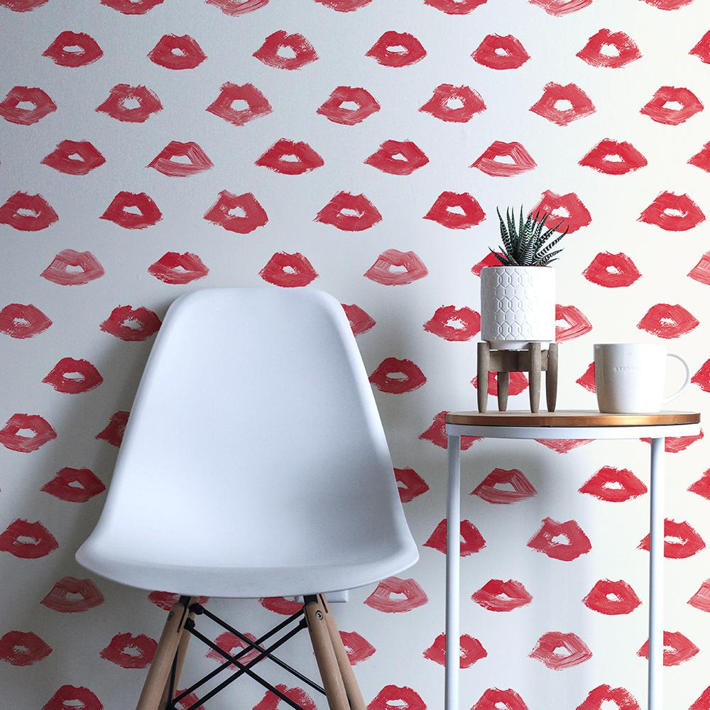 DecoratorsBest Lips by The Novogratz Bold Red Peel and Stick Wallpaper, 28 sq. ft.