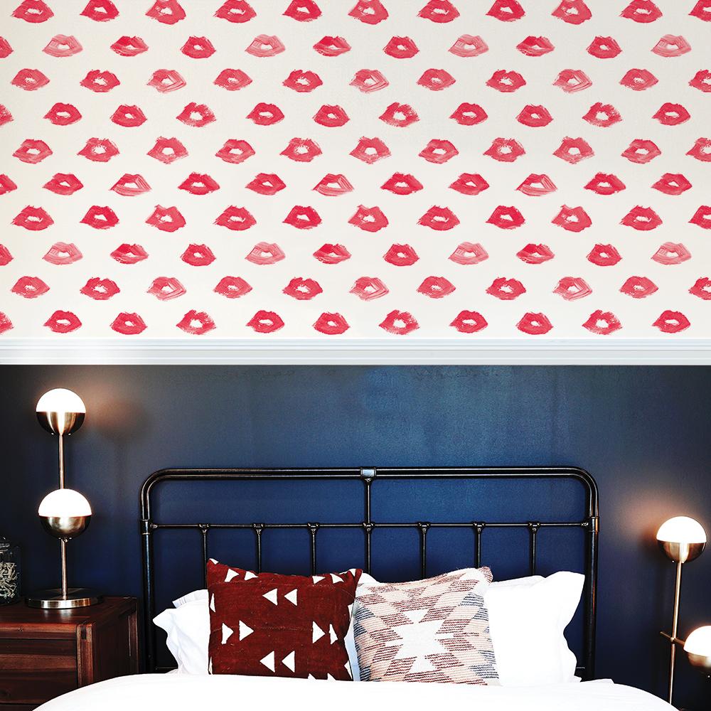 DecoratorsBest Lips by The Novogratz Bold Red Peel and Stick Wallpaper, 28 sq. ft.
