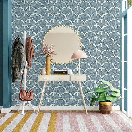 DecoratorsBest Ginko Leaves by The Novogratz Blue Peel and Stick Wallpaper, 28 sq. ft.
