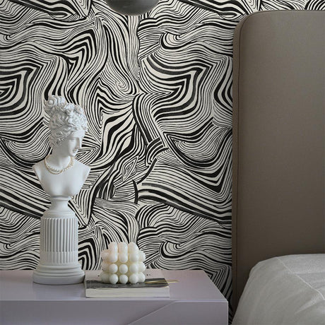 DecoratorsBest Zebra Print by The Novogratz Black and White Peel and Stick Wallpaper, 28 sq. ft.