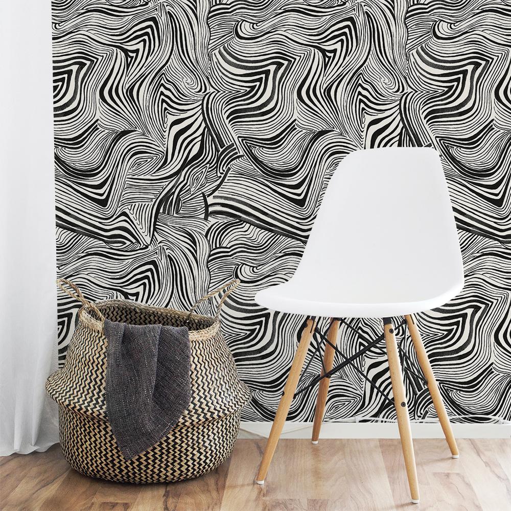DecoratorsBest Zebra Print by The Novogratz Black and White Peel and Stick Wallpaper, 28 sq. ft.