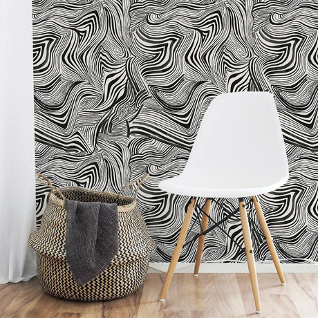 DecoratorsBest Zebra Print by The Novogratz Black and White Peel and Stick Wallpaper, 28 sq. ft.