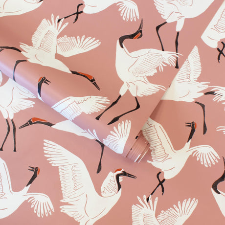 DecoratorsBest Flying Cranes by The Novogratz Pink Peel and Stick Wallpaper, 28 sq. ft.