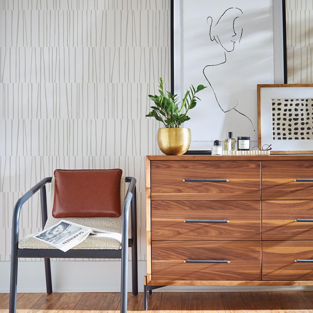 DecoratorsBest Stripe Lines by Bobby Berk Light Grey Peel and Stick Wallpaper, 28 sq. ft.