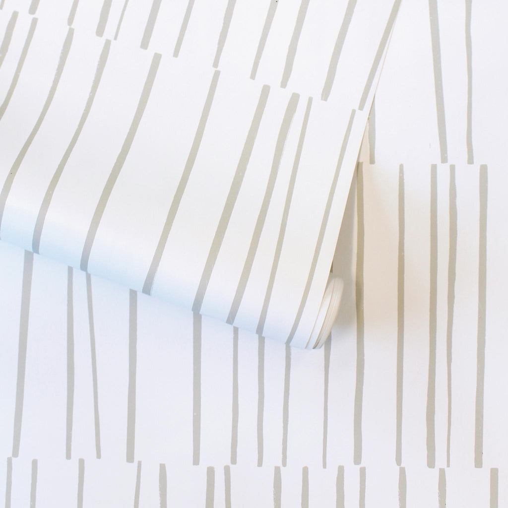 DecoratorsBest Stripe Lines by Bobby Berk Light Grey Peel and Stick Wallpaper, 28 sq. ft.