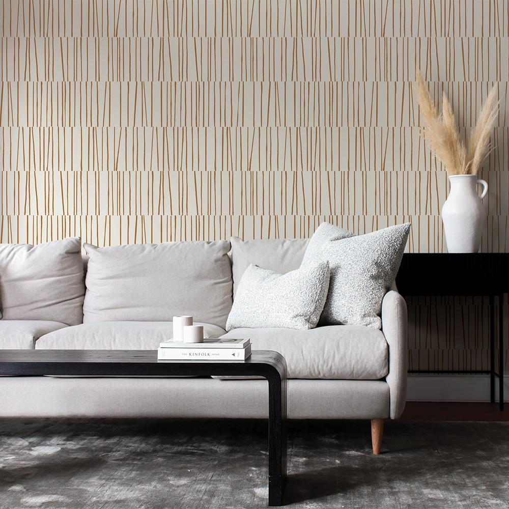 DecoratorsBest Stripe Lines by Bobby Berk Neutral Tan Peel and Stick Wallpaper, 28 sq. ft.