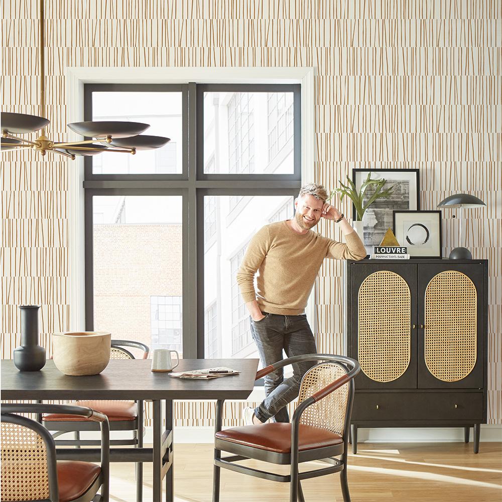 DecoratorsBest Stripe Lines by Bobby Berk Neutral Tan Peel and Stick Wallpaper, 28 sq. ft.