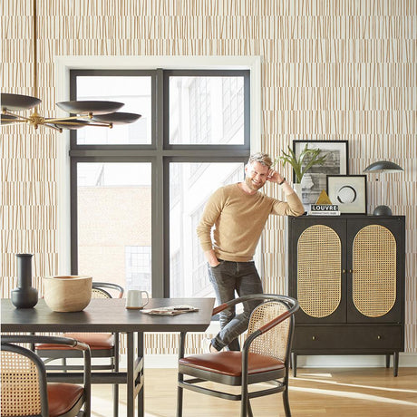 DecoratorsBest Stripe Lines by Bobby Berk Neutral Tan Peel and Stick Wallpaper, 28 sq. ft.