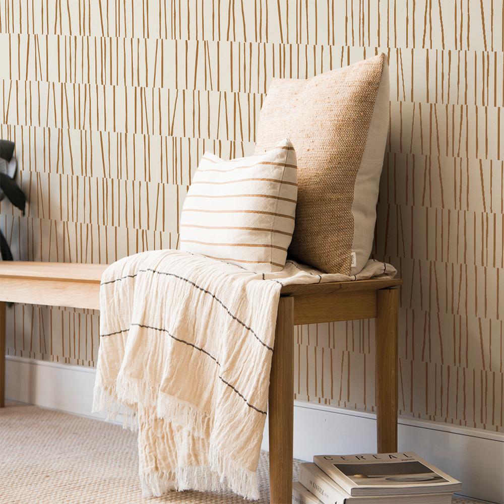 DecoratorsBest Stripe Lines by Bobby Berk Neutral Tan Peel and Stick Wallpaper, 28 sq. ft.