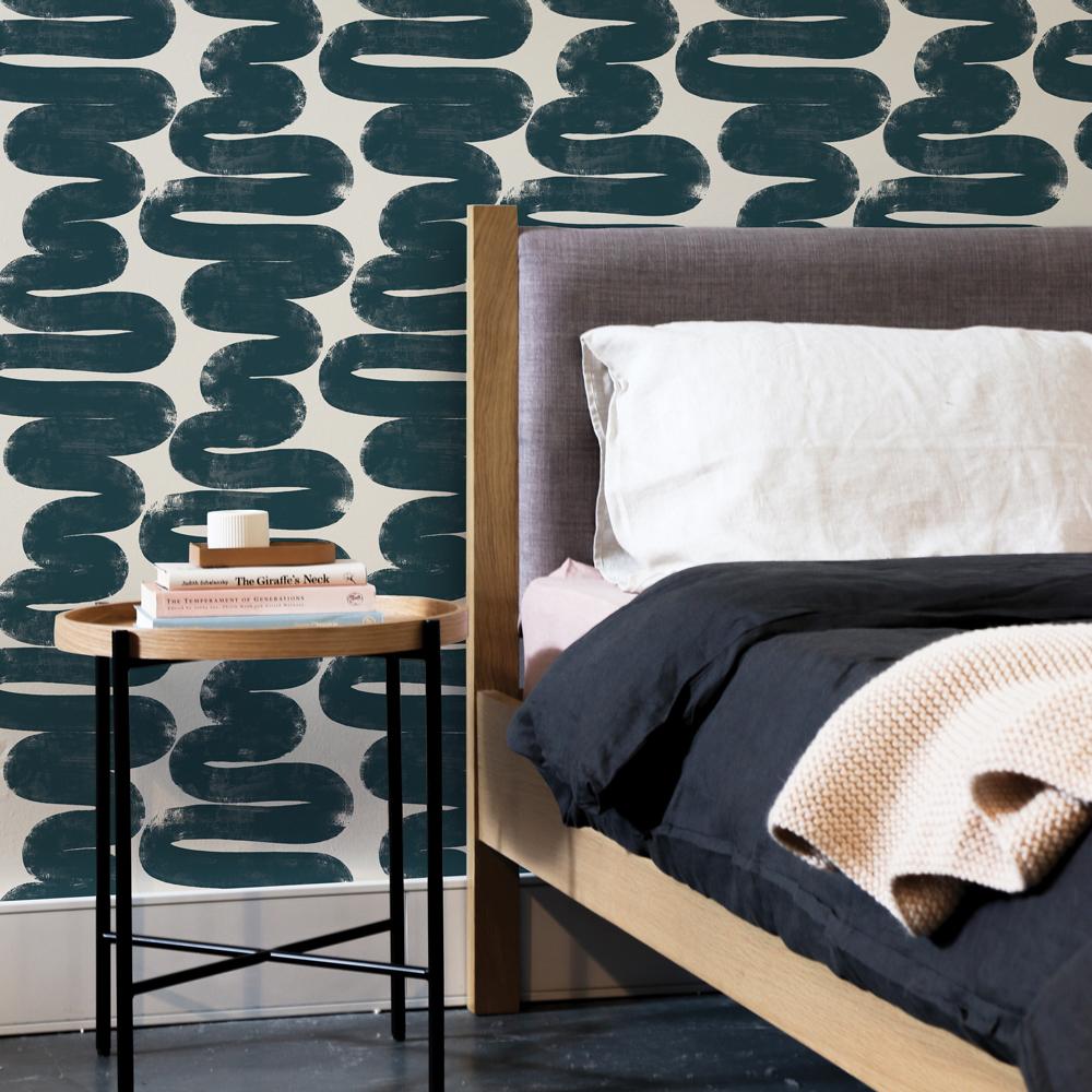 DecoratorsBest Curvy Stripes by Bobby Berk Blue Peel and Stick Wallpaper, 28 sq. ft.