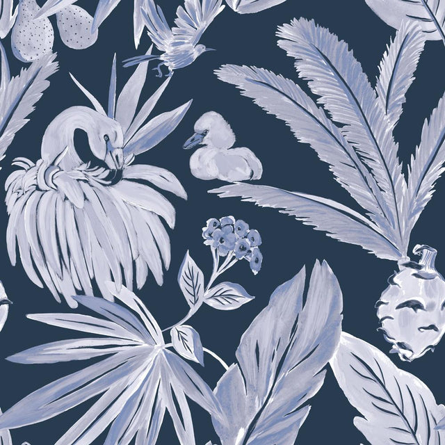 Tempaper Flamingos by She She Blue and Black Peel and Stick Wallpaper, 28 sq. ft.