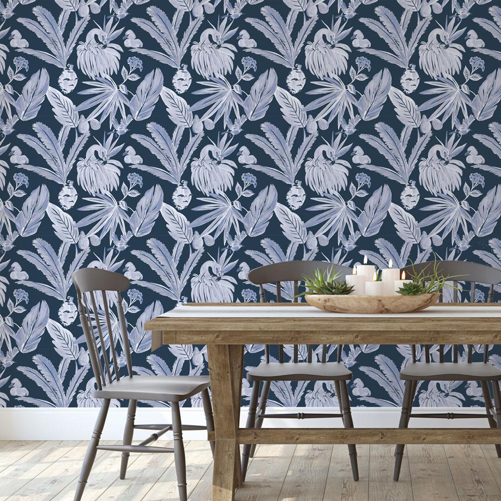 DecoratorsBest Flamingos by She She Blue and Black Peel and Stick Wallpaper, 28 sq. ft.