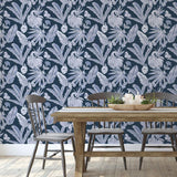 DecoratorsBest Flamingos by She She Blue and Black Peel and Stick Wallpaper, 28 sq. ft.